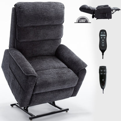 Poltrona reclinabile Chenille Dual Motor Infinite Power Lift con telecomando, massaggio termico e meccanismo di movimento per impieghi gravosi