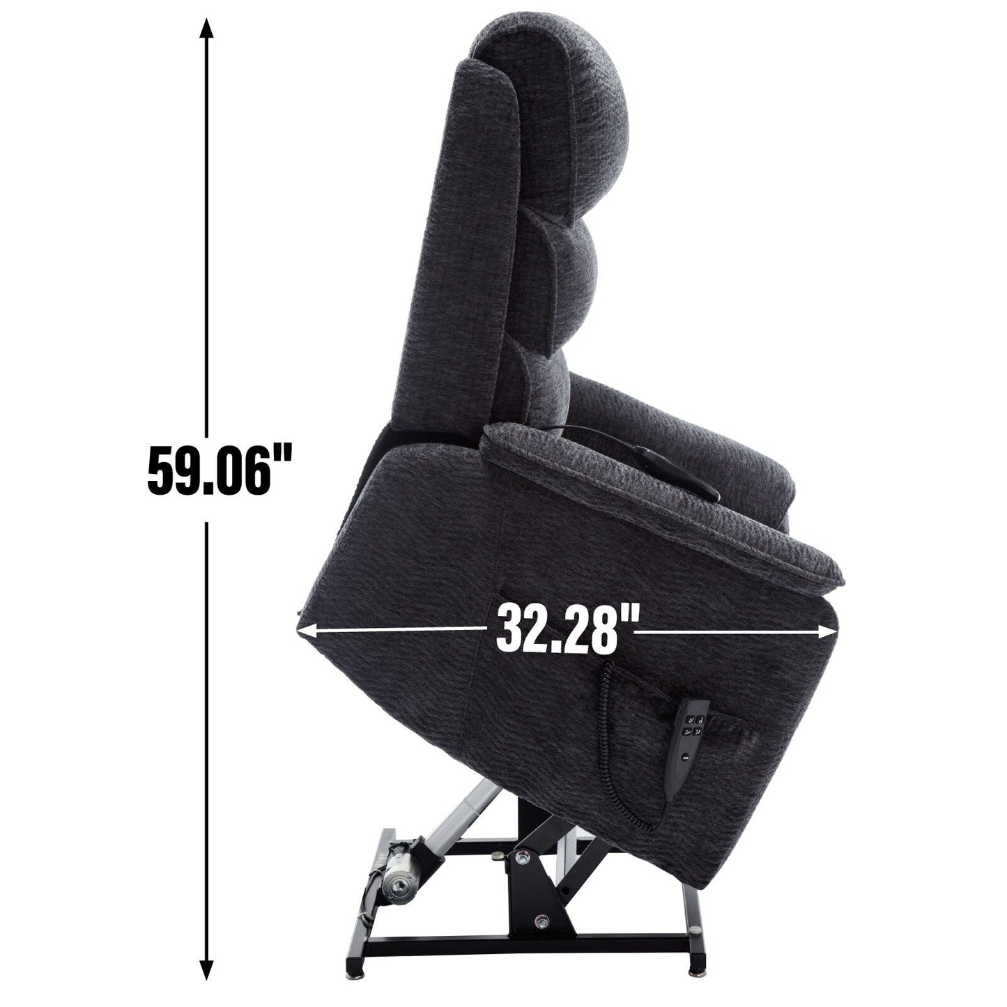 Poltrona reclinabile Chenille Dual Motor Infinite Power Lift con telecomando, massaggio termico e meccanismo di movimento per impieghi gravosi