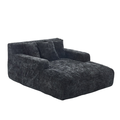 Divano letto Chenille Lazy Sofa con cuscini - Poltrona trasformabile con braccioli, divano letto multiposizione per soggiorno