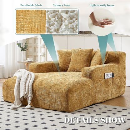 Divano letto Chenille Lazy Sofa con cuscini - Poltrona trasformabile con braccioli, divano letto multiposizione per soggiorno
