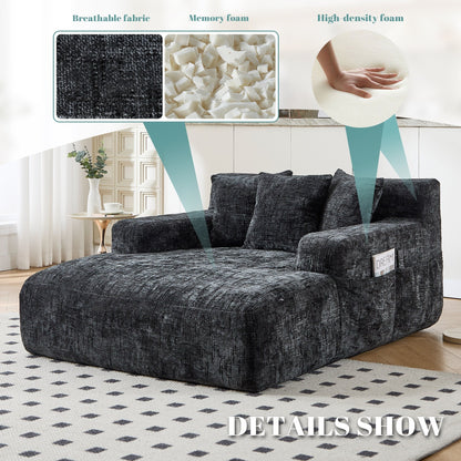 Divano letto Chenille Lazy Sofa con cuscini - Poltrona trasformabile con braccioli, divano letto multiposizione per soggiorno