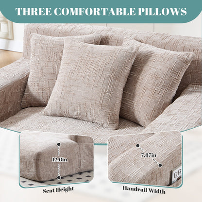 Divano letto Chenille Lazy Sofa con cuscini - Poltrona trasformabile con braccioli, divano letto multiposizione per soggiorno