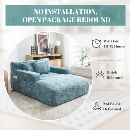 Divano letto Chenille Lazy Sofa con cuscini - Poltrona trasformabile con braccioli, divano letto multiposizione per soggiorno