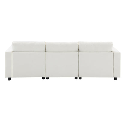 Divano componibile modulare in ciniglia con tasche portaoggetti, divano a U da 5 posti con cuscini, divano Cloud con 2 pouf mobili