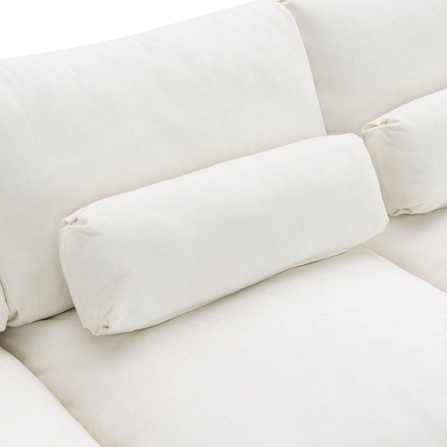 Divano componibile modulare in ciniglia con tasche portaoggetti, divano a U da 5 posti con cuscini, divano Cloud con 2 pouf mobili