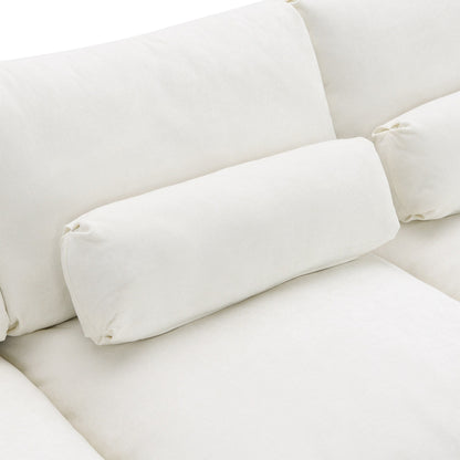 Divano componibile modulare in ciniglia con tasche portaoggetti, divano a U da 5 posti con cuscini, divano Cloud con 2 pouf mobili