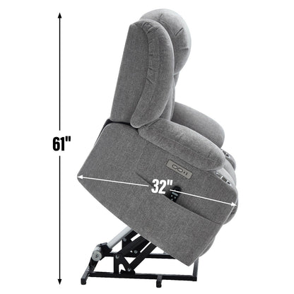 Poltrona massaggiante con reclinabile elettrica Chenille a 8 punti, con riscaldamento della vita, porte USB e portabicchieri in acciaio inossidabile