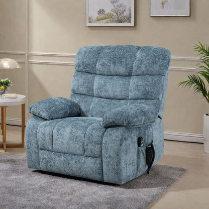 Poltrona reclinabile elettrica Chenille per persone alte e grandi con massaggio, riscaldamento, doppi motori e reclinazione a 180°