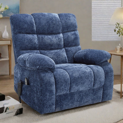 Poltrona reclinabile elettrica Chenille per persone alte e grandi con massaggio, riscaldamento, doppi motori e reclinazione a 180°