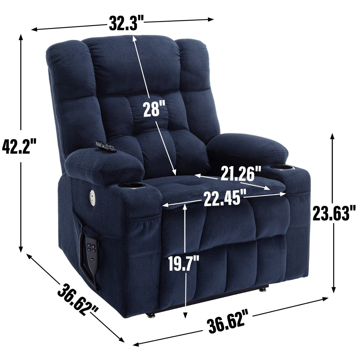 Poltrona reclinabile elettrica Chenille