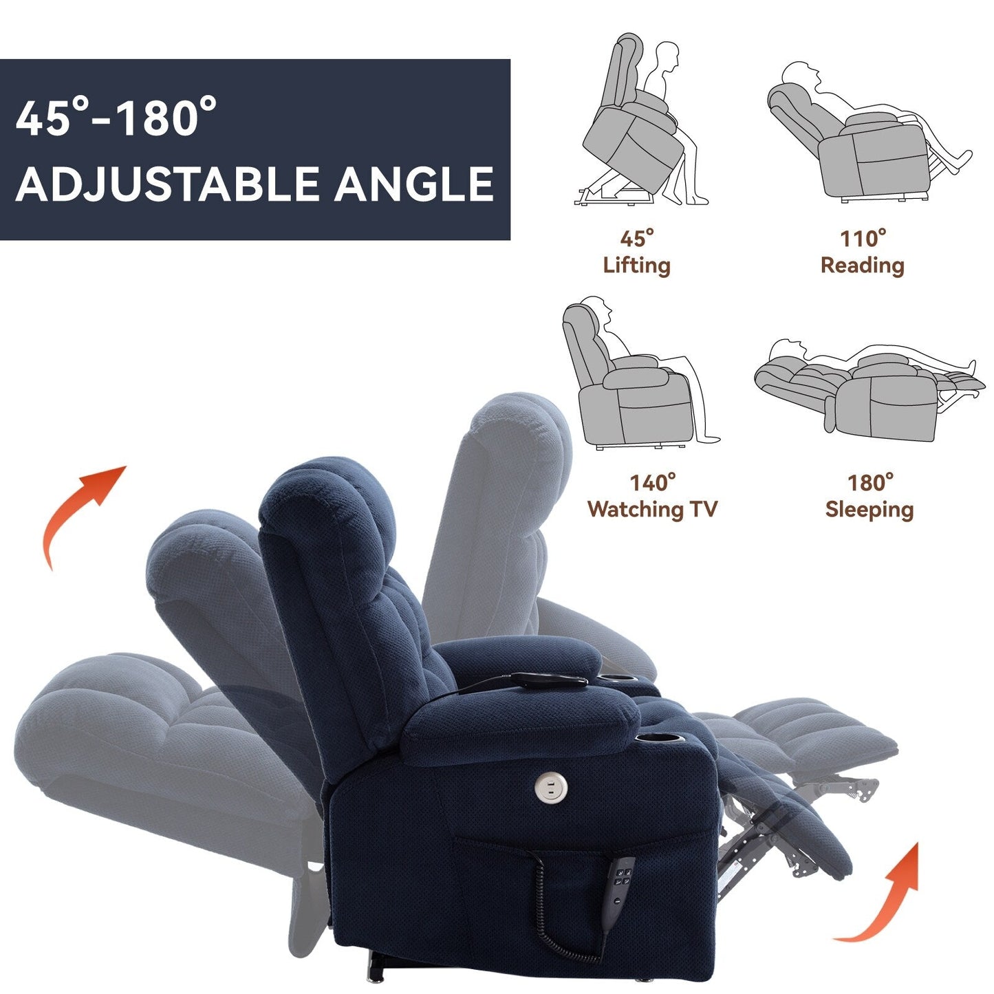 Poltrona reclinabile elettrica Chenille