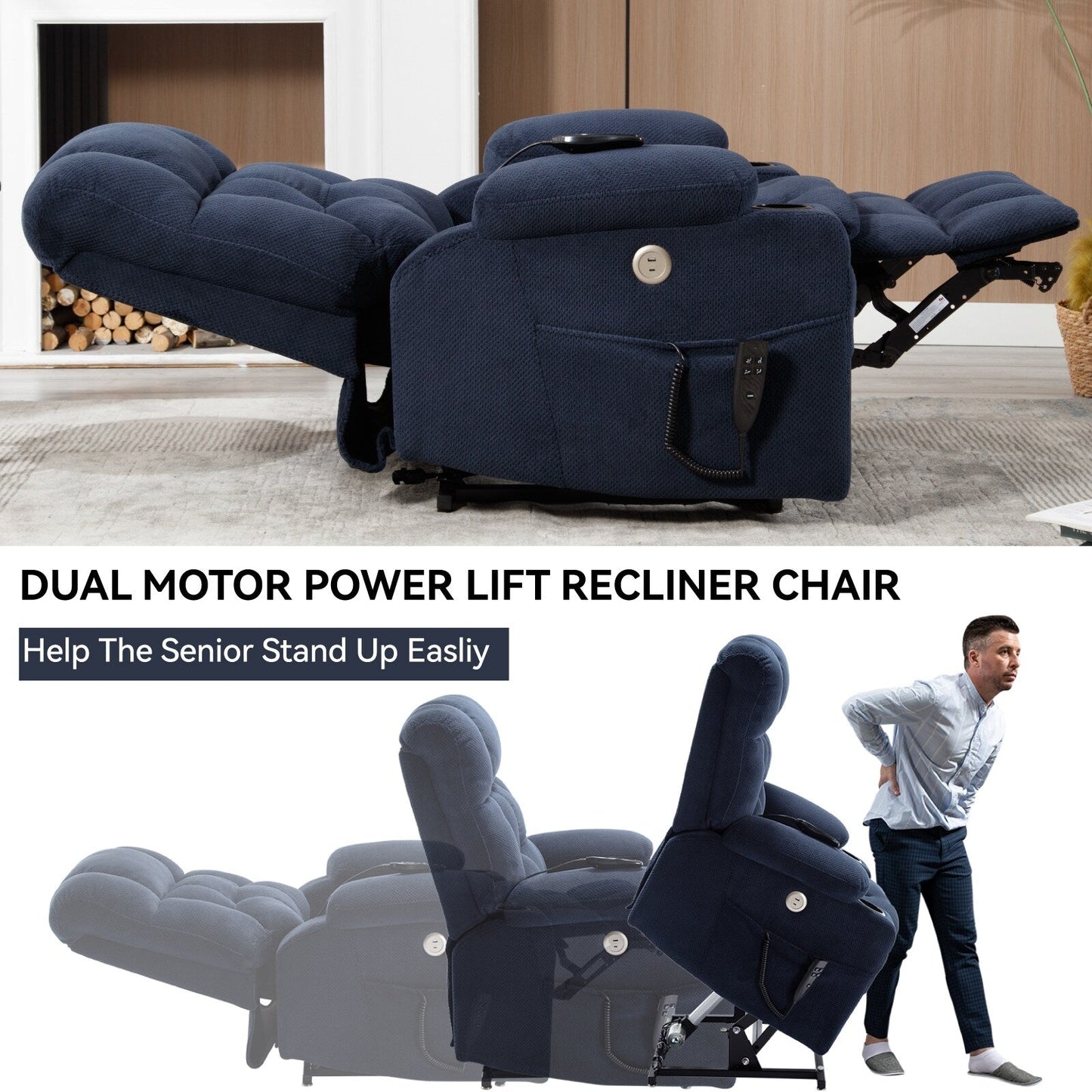 Poltrona reclinabile elettrica Chenille