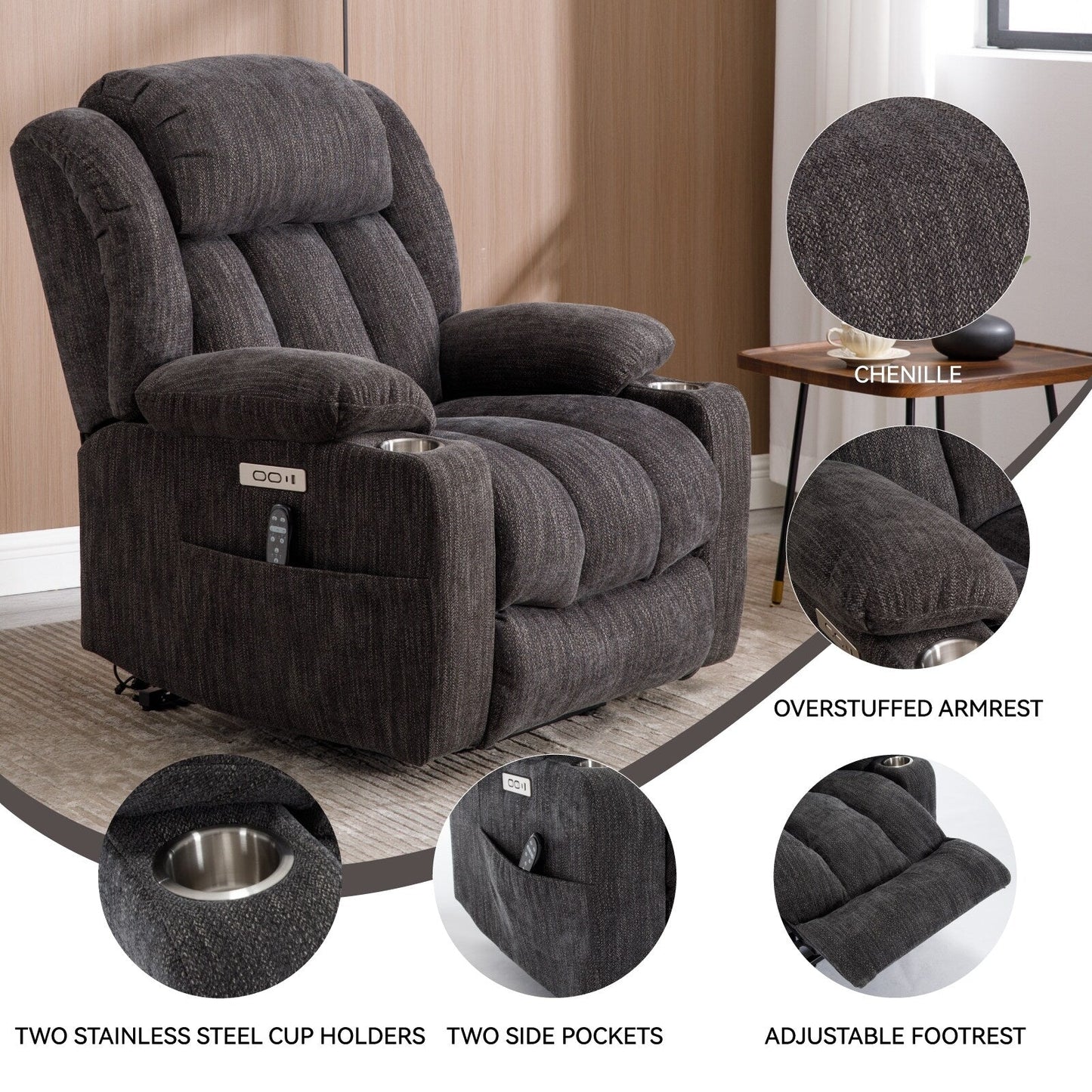 Poltrona reclinabile elettrica Chenille
