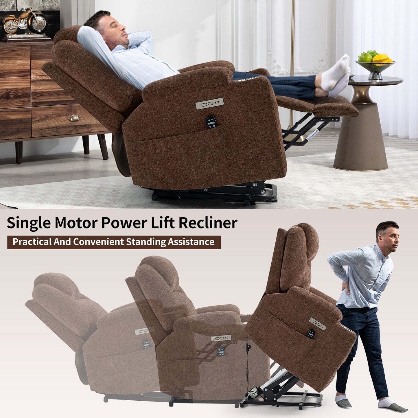 Poltrona reclinabile elettrica Chenille