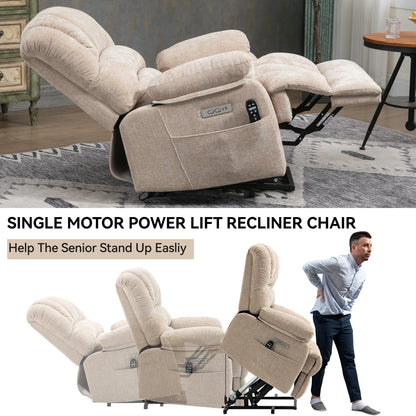 Poltrona reclinabile elettrica Chenille con massaggio termico, USB, reclinazione massima di 155°