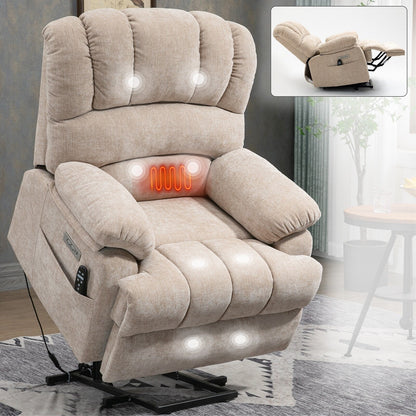 Poltrona reclinabile elettrica Chenille con massaggio termico, USB, reclinazione massima di 155°