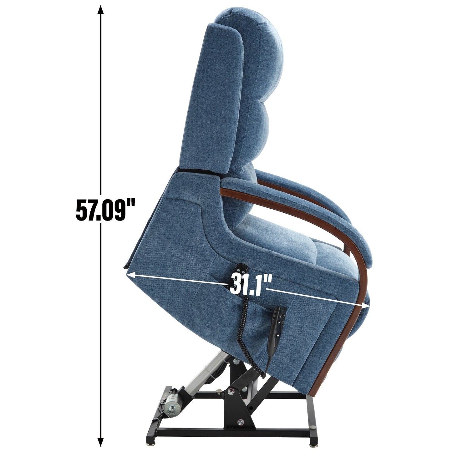 Poltrona reclinabile elettrica Chenille con massaggio e braccioli in legno