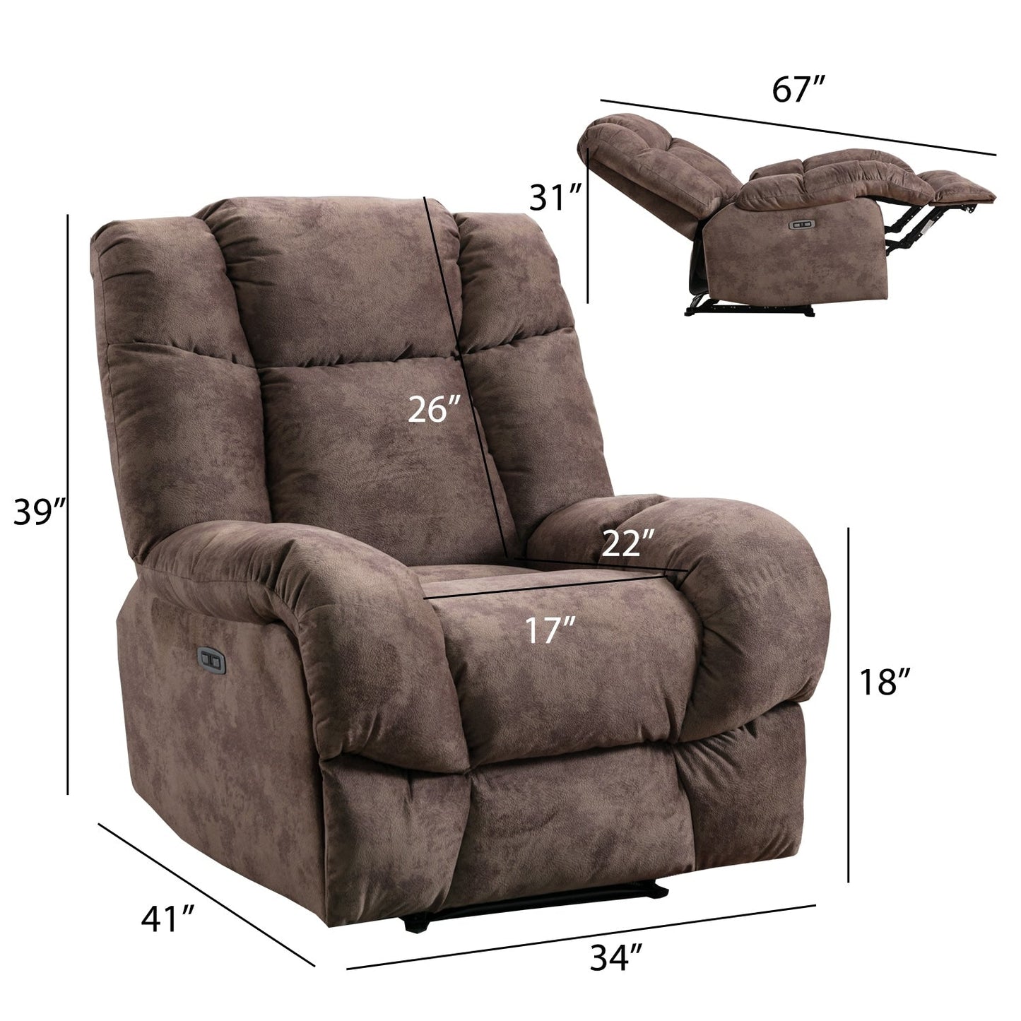 Poltrona reclinabile standard Chenille Power