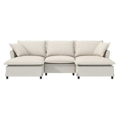 Divano componibile in ciniglia con pouf, divano letto a forma di U con cuscini, combinazione libera, divano modulare imbottito a 5 posti