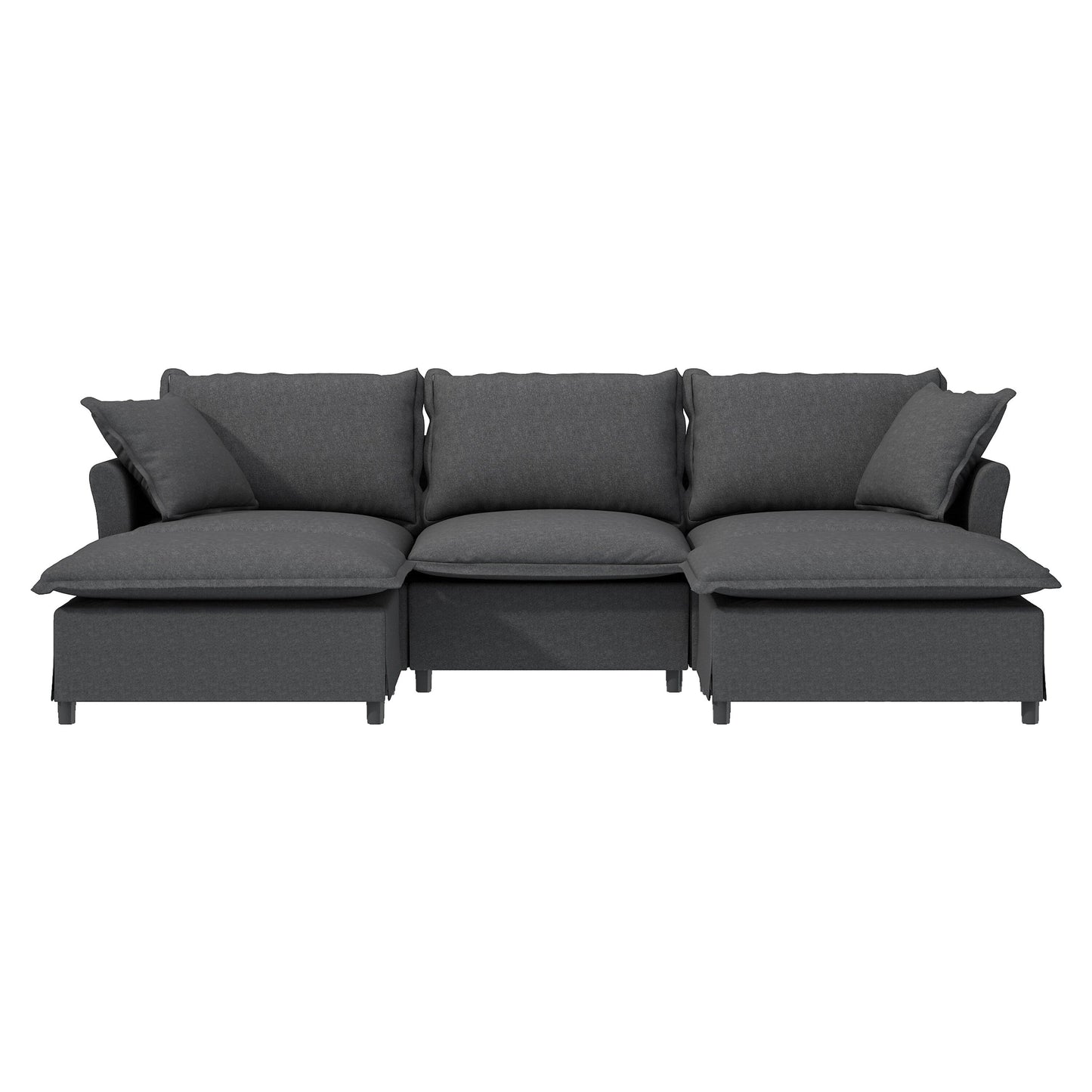 Divano componibile in ciniglia con pouf, divano letto a forma di U con cuscini, combinazione libera, divano modulare imbottito a 5 posti