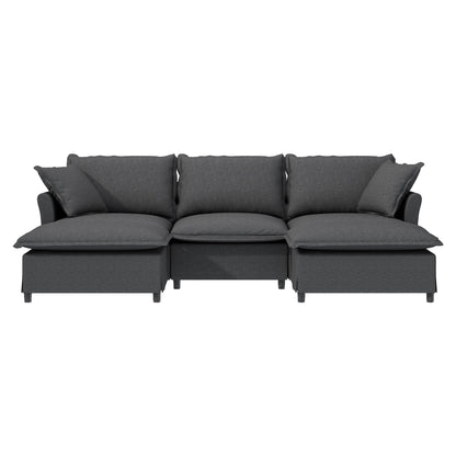 Divano componibile in ciniglia con pouf, divano letto a forma di U con cuscini, combinazione libera, divano modulare imbottito a 5 posti