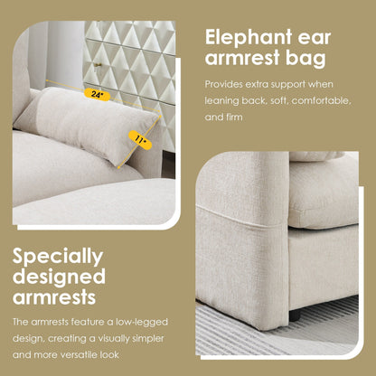 Divano componibile in ciniglia con pouf contenitore e tasche, porta telefono regolabile, seduta ampia, set divano a L con caricabatterie USB