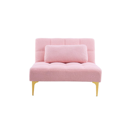 Divano letto singolo modulare in ciniglia con struttura in legno