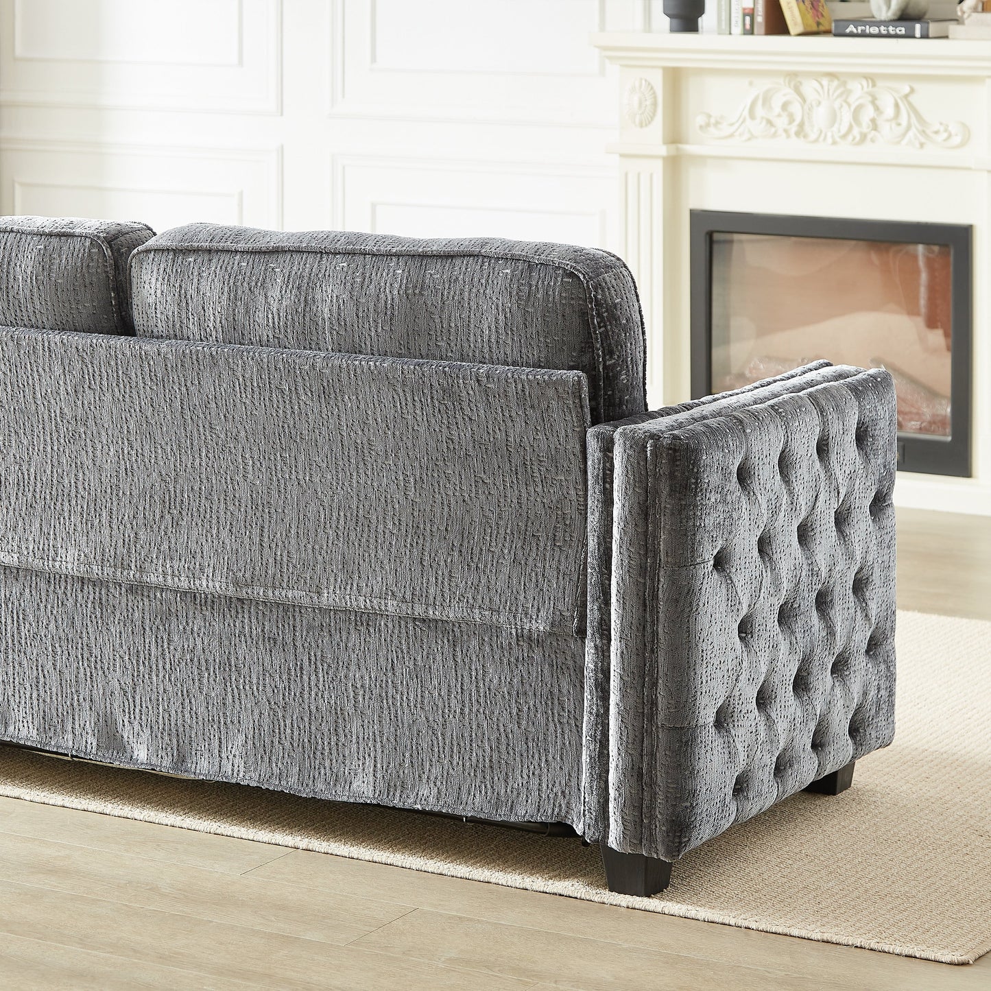 Divano letto in ciniglia con materasso in memory foam