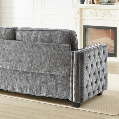 Divano letto in ciniglia con materasso in memory foam