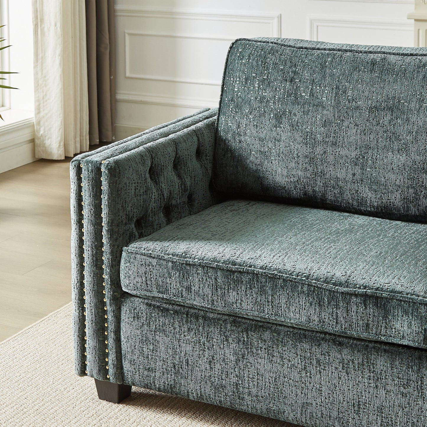 Divano letto in ciniglia con materasso in memory foam