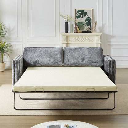 Divano letto in ciniglia con materasso in memory foam