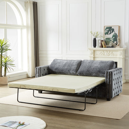 Divano letto in ciniglia con materasso in memory foam