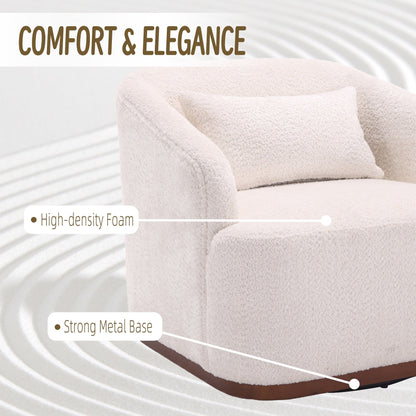 Poltrona girevole in ciniglia, comodo divano decorativo a 360 gradi per soggiorno, camera da letto e studio con cuscino rimovibile