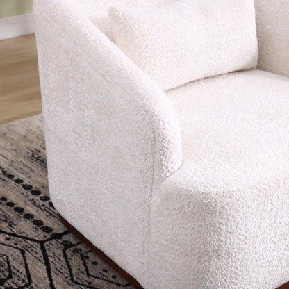 Poltrona girevole in ciniglia, comodo divano decorativo a 360 gradi per soggiorno, camera da letto e studio con cuscino rimovibile