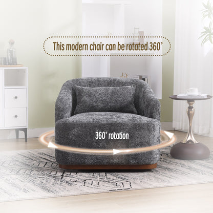Poltrona girevole in ciniglia, comodo divano decorativo a 360 gradi per soggiorno, camera da letto e studio con cuscino rimovibile