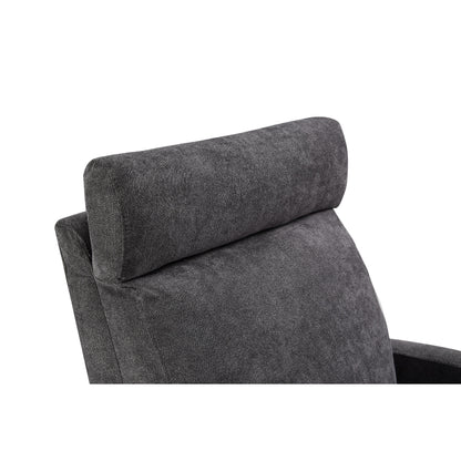 Poltrona reclinabile manuale girevole a 360° con rivestimento in ciniglia, cuscino spesso e tasche laterali