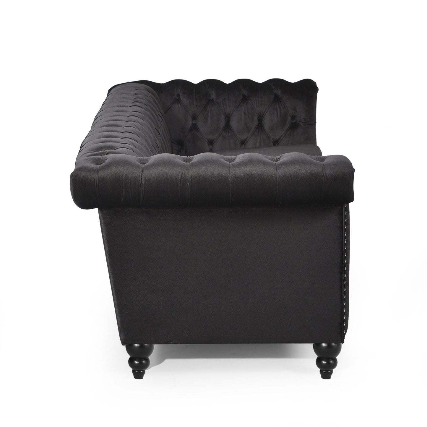 Divano Chesterfield a 3 posti con capitonné e borchie