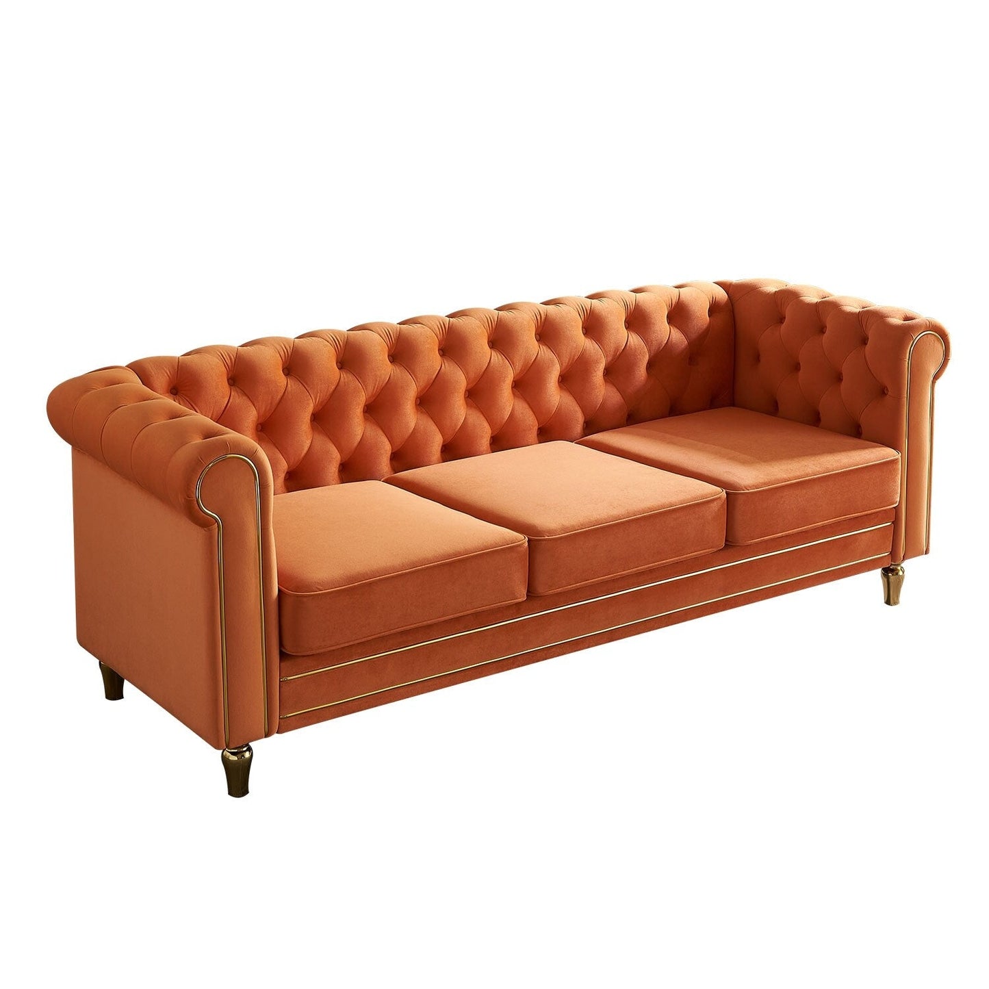 Divano Chesterfield in velluto da 84,65 pollici - 30,31 x 31,50 x 84,65