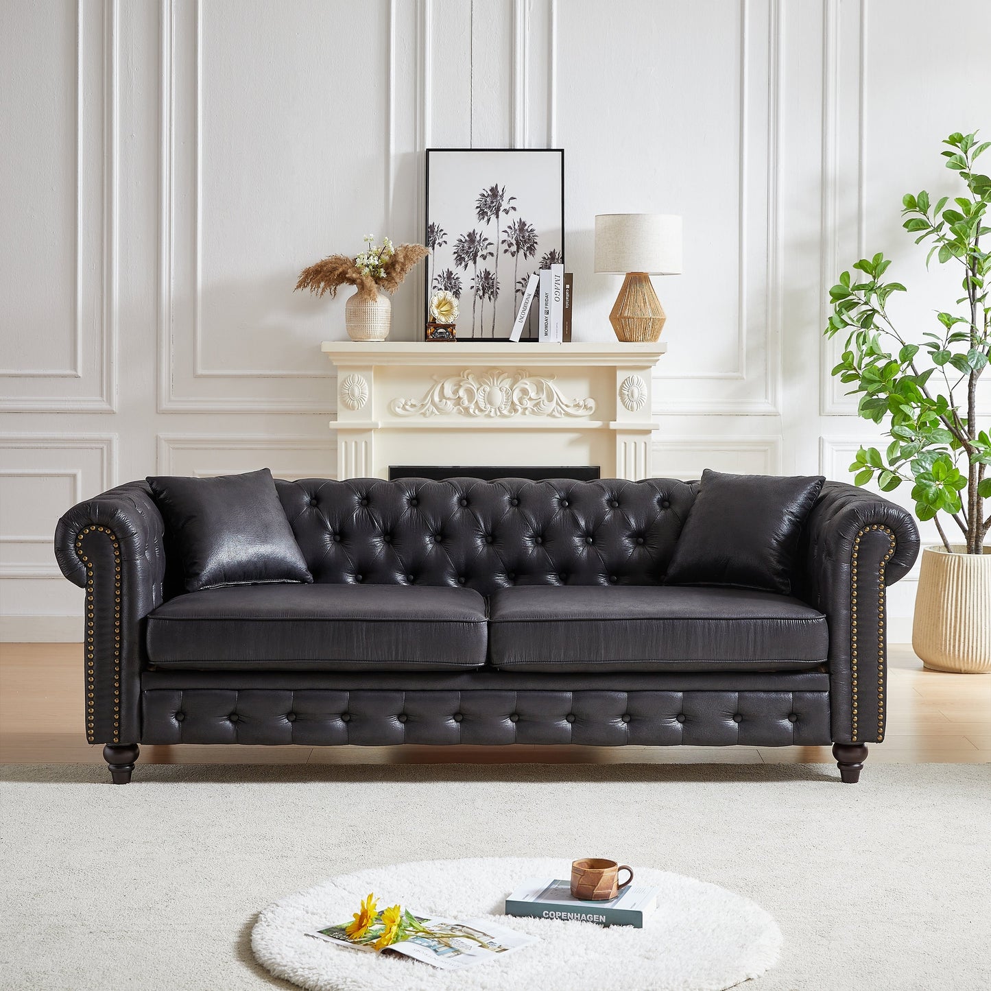 Divano Chesterfield 85.5 Tech Fabric a 3 posti con cuscini