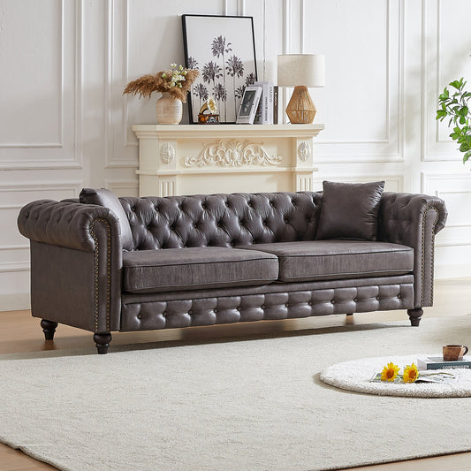 Divano Chesterfield 85.5 Tech Fabric a 3 posti con cuscini