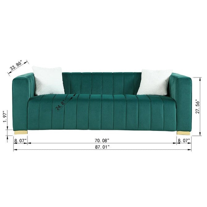 Divano Chesterfield 87.01 a 3 posti con cuscini e rivestimento in velluto per soggiorno