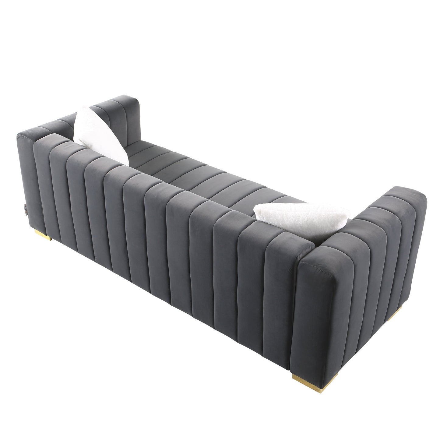 Divano Chesterfield 87.01 a 3 posti con cuscini e rivestimento in velluto per soggiorno