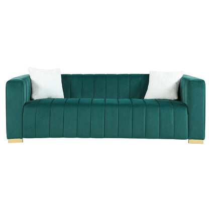 Divano Chesterfield 87.01 a 3 posti con cuscini e rivestimento in velluto per soggiorno