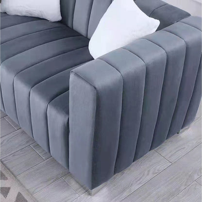 Divano Chesterfield 87.01 a 3 posti con cuscini e rivestimento in velluto per soggiorno