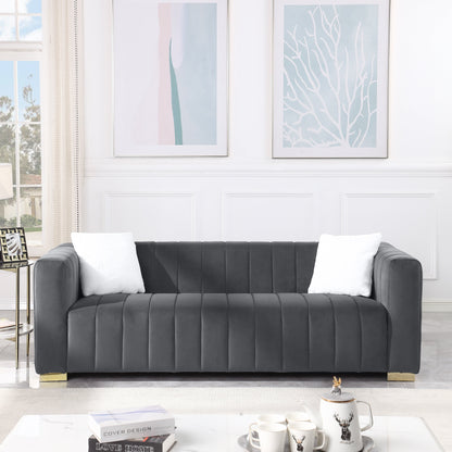 Divano Chesterfield 87.01 a 3 posti con cuscini e rivestimento in velluto per soggiorno