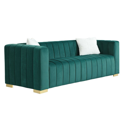 Divano Chesterfield 87.01 a 3 posti con cuscini e rivestimento in velluto per soggiorno