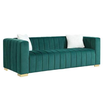 Divano Chesterfield 87.01 a 3 posti con cuscini e rivestimento in velluto per soggiorno