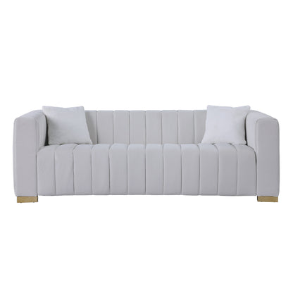 Divano Chesterfield 87.01 a 3 posti con cuscini e rivestimento in velluto per soggiorno
