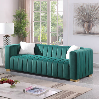 Divano Chesterfield 87.01 a 3 posti con cuscini e rivestimento in velluto per soggiorno