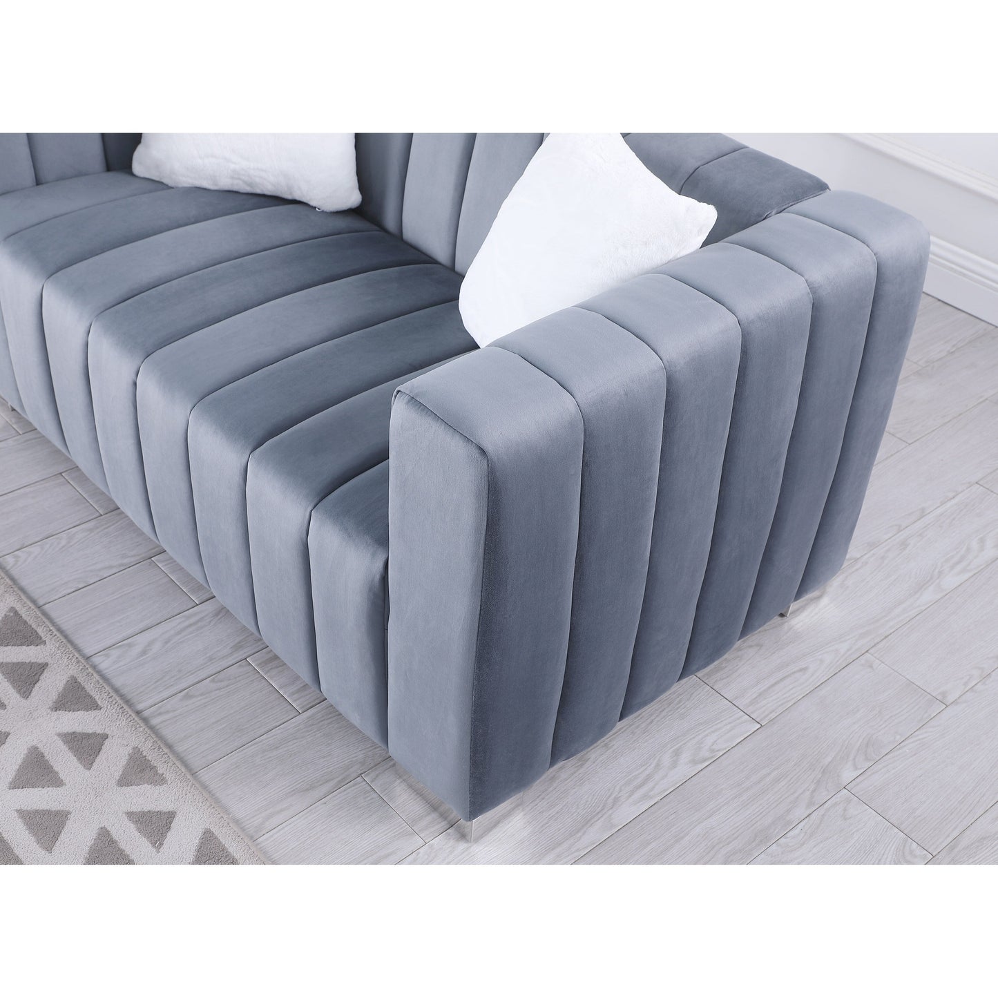 Divano Chesterfield 87.01 a 3 posti con cuscini e rivestimento in velluto per soggiorno